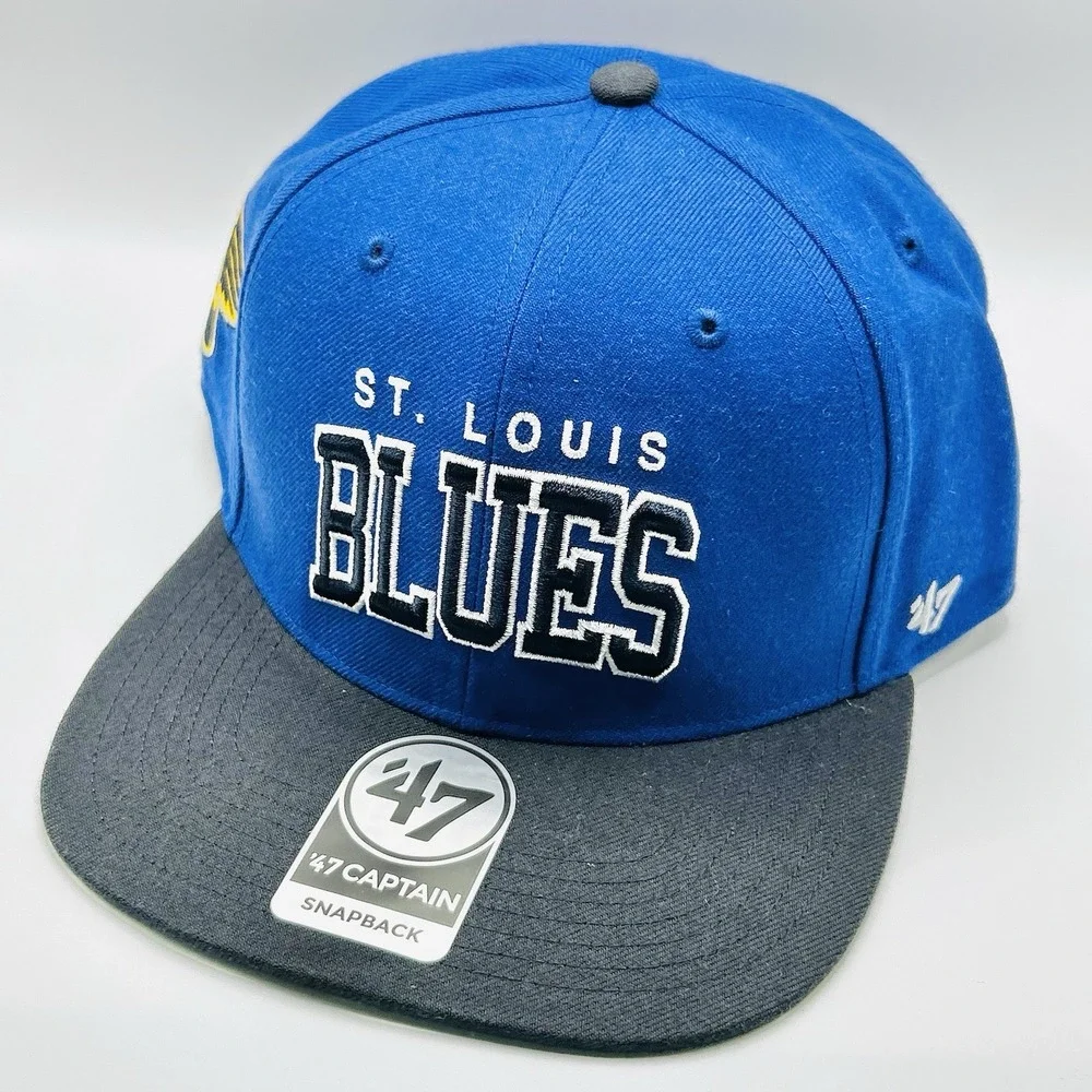 St. Louis Blues '47 Brand Wordmark 2-Tone Captain Hat Cap Snapback Adjustable
